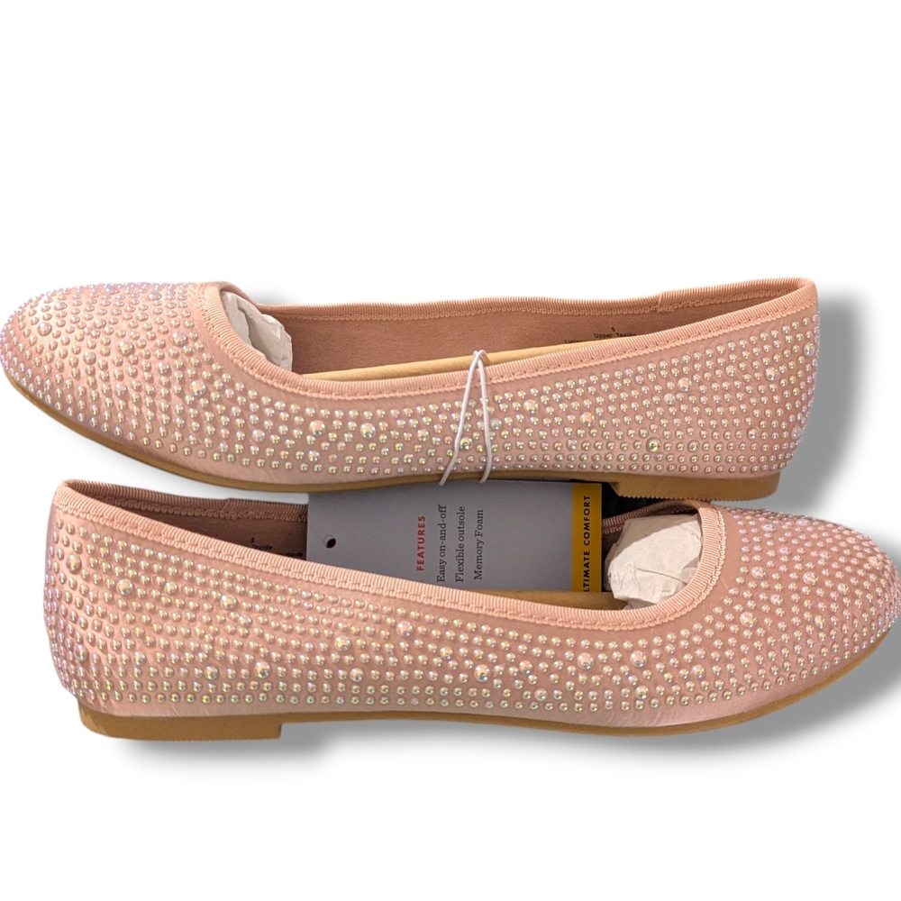 Cat & Jack Pink Dress Shoes with Sparkling Rhinestones Sz 3, 4 & 5 - Picture 7 of 9